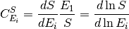 C^S_{E_i} = \frac{dS}{d E_i} \frac{E_1}{S} = \frac{d\ln S}{d\ln E_i}