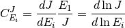 C^J_{E_i} = \frac{dJ}{dE_i} \frac{E_1}{J} = \frac{d\ln J}{d\ln E_i}